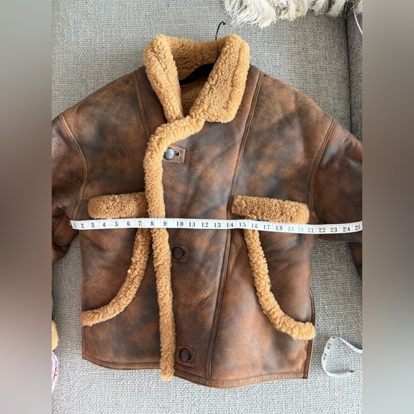 Sandro Paris Shearling Leather Coat – Size 40 - Picture 10 of 16